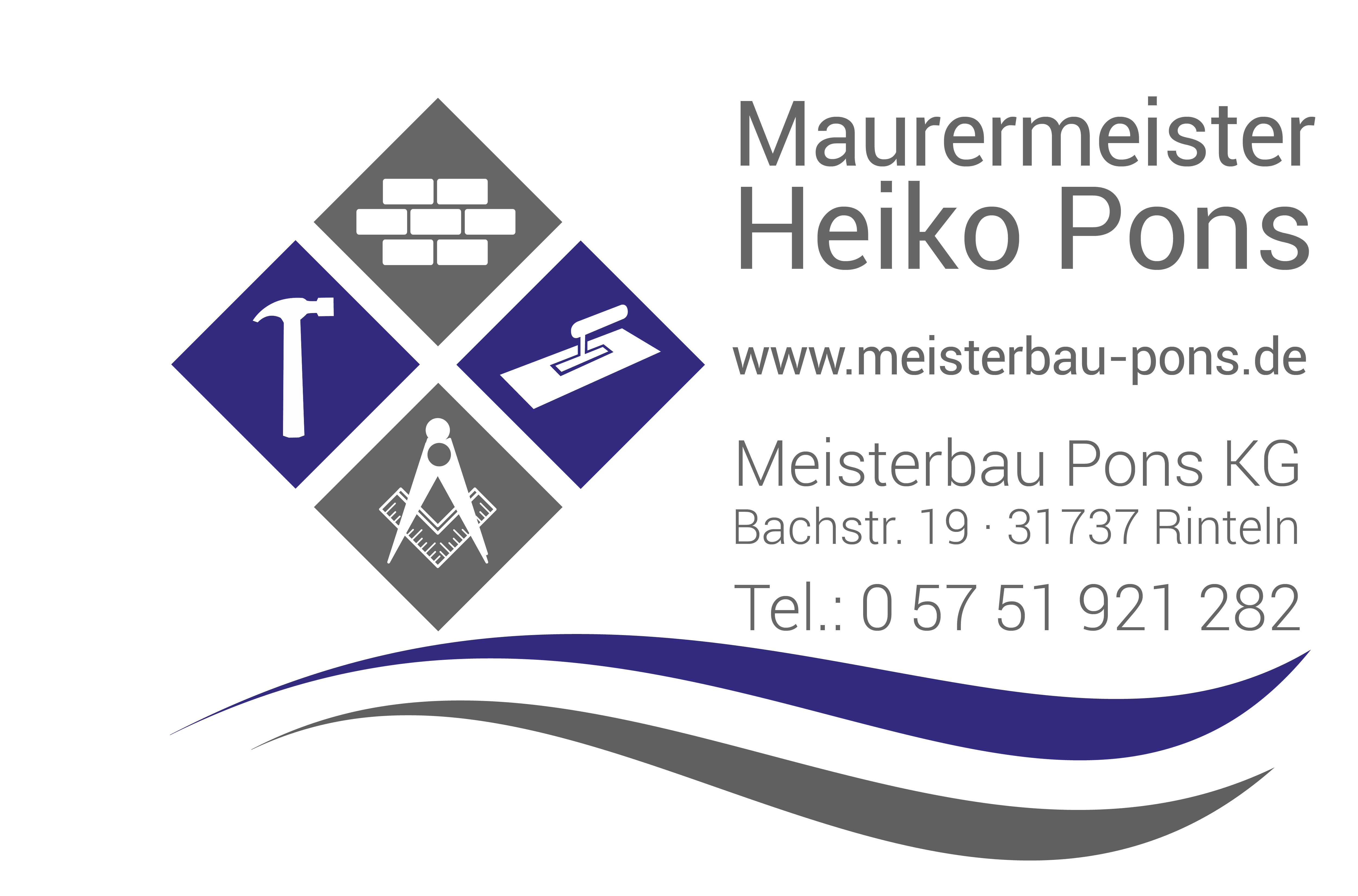 Heiko Pons Logo plus Adresse plus Wellen